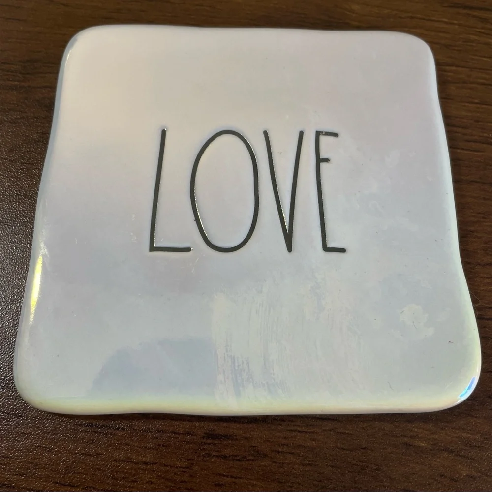 Rae Dunn Ceramic Coasters Cream with Black Letting Mr Mrs I Do Love Set of 4 - Picture 4 of 6